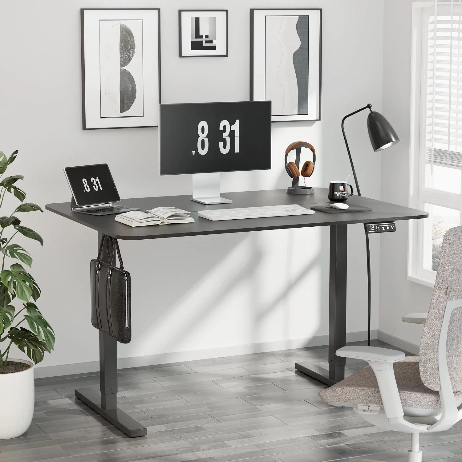 Height Adjustable Electric Standing Desk 40 inch Computer Table  Home Office Workstation  40in  White Leg/White Top