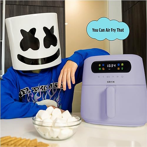 CRUX x Marshmello 8.0 QT Digital Air Fryer with TurboCrisp Technology, Touch Screen Temperature Control, Timer and Auto Shut-off, Fully Programmable, Silicone Liner Included, Lavender