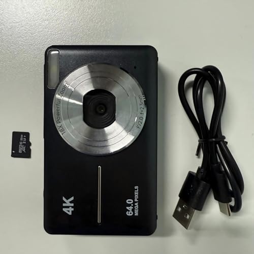 FLATIC 4K Digital Camera for Recording Video, Point and Shoot Digital Camera with 32GB TF Card