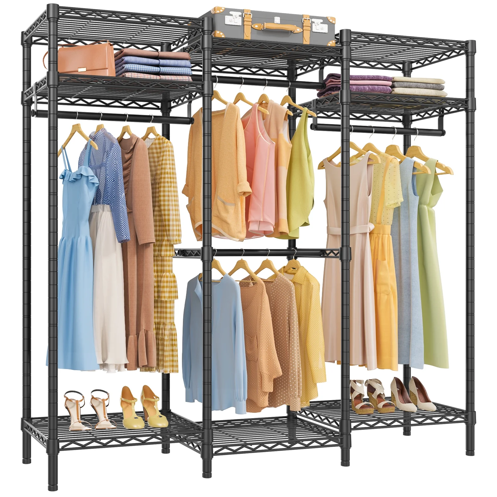 VIPEK V5i Garment Rack Bedroom Armoires Freestanding Closet Organizer, Portable Wardrobe Closet Heavy Duty Clothing Rack, Black (Medium)