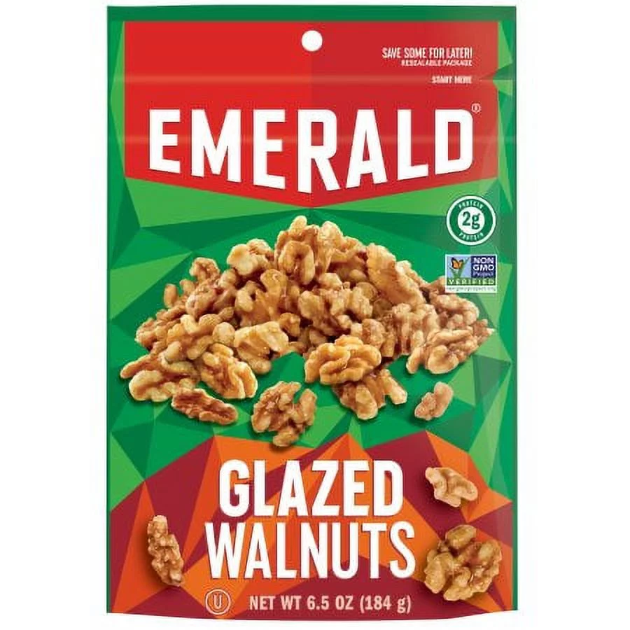 Emerald Nuts Glazed Walnuts, 6.5 Oz Resealable Bag (Pack of 3)