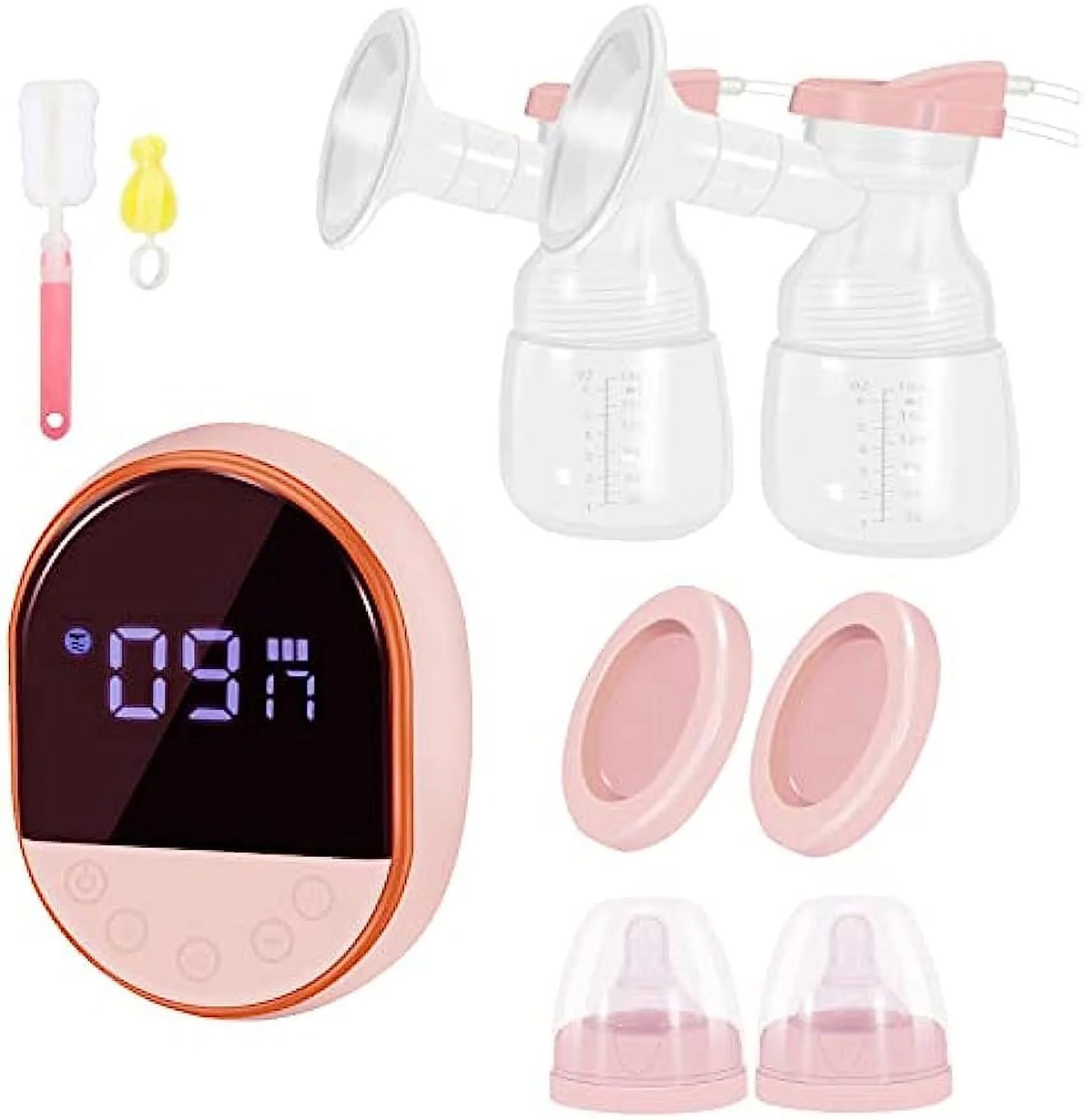 Electric Breast Pump Double with Pain-Free and Strong Suction, 3 Modes & 9 Levels, High-Definition Display, Milk Collector with 24mm Flanges