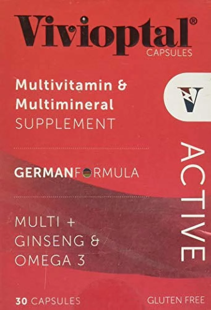 Vivioptal Active 30 Capsules - Multivitamin & Multimineral Supplement - Ginseng & Omega 3