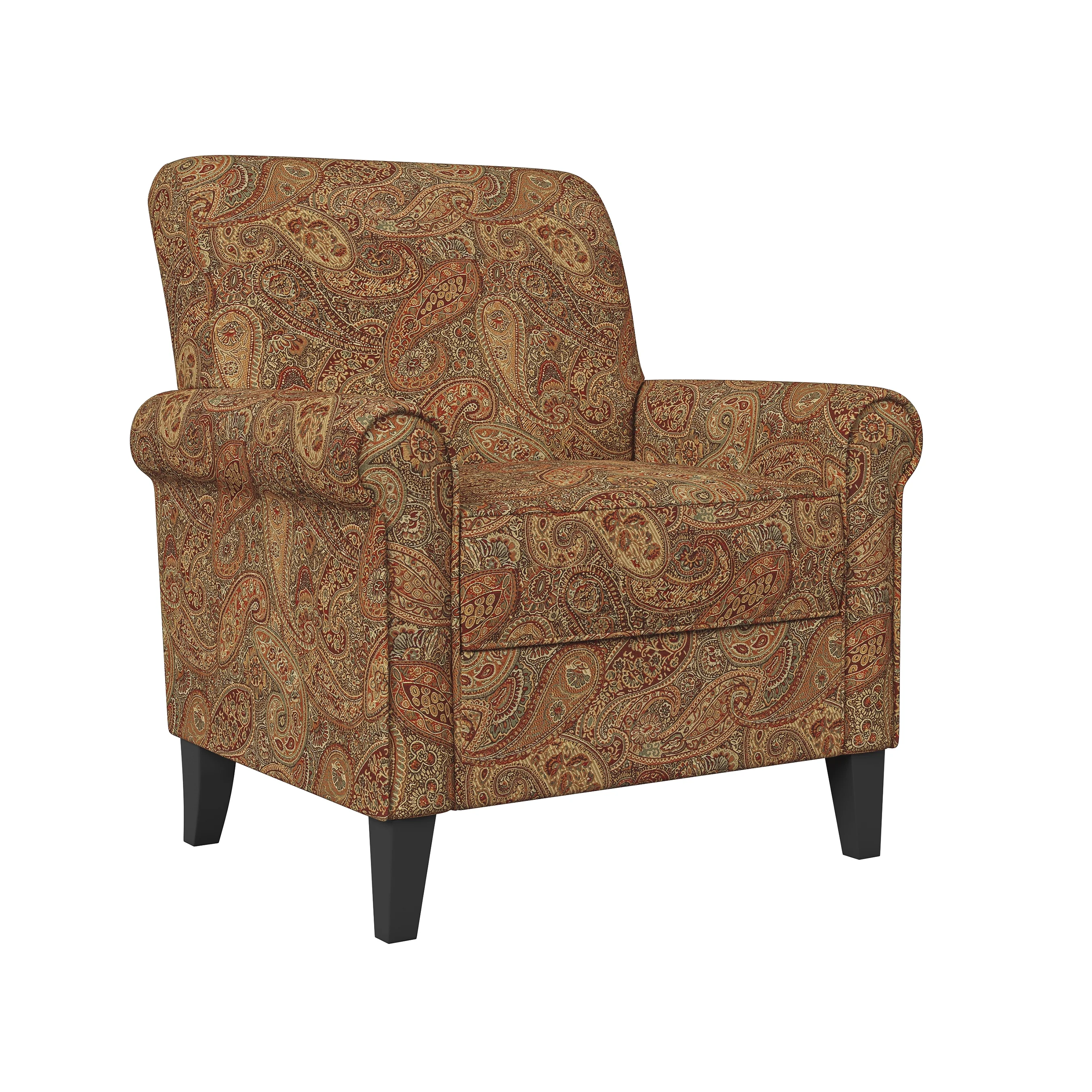 Homesvale Jean Traditional Burgundy Armchair, Paisley Print