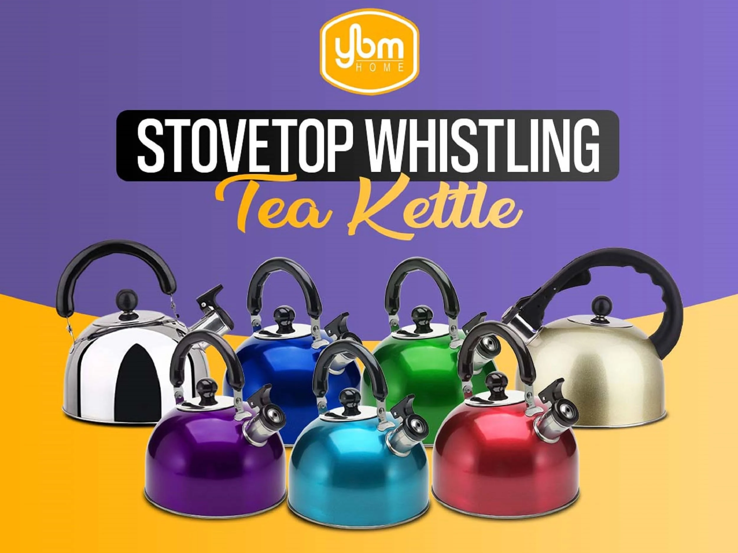 YBM Home Stainless Steel Whistling Tea Kettle Classic Teapot with Handle