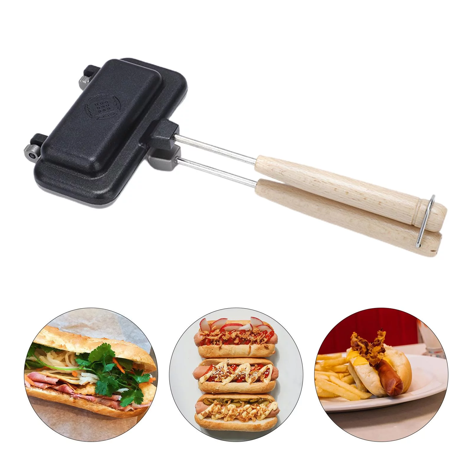 Sandwich Pan Pie Maker Detachable Kitchen Tools Non-Stick  Portable Fast Heating Cast Iron Rectangle for Muffins Pancakes Lunch Restaurant Dining Room