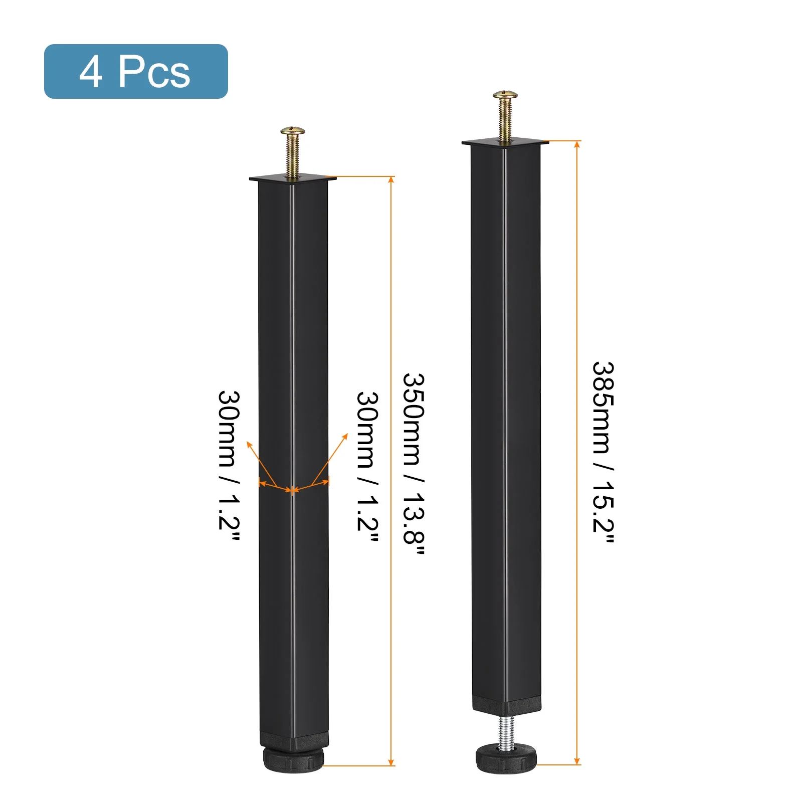 Uxcell 4 Pack Adjustable Height Bed Frame Support Legs(350mm-385mm/13.8