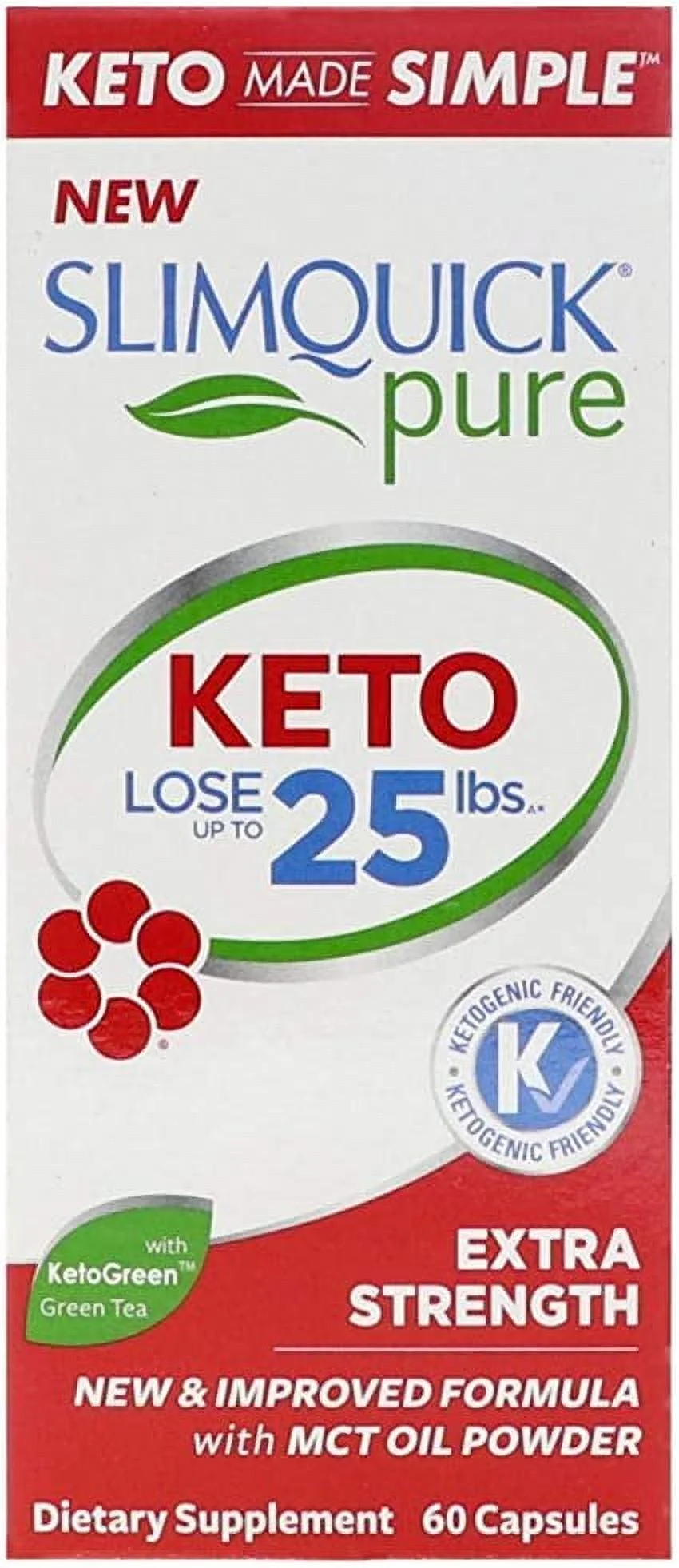 SlimQuick Pure Keto Dietary Supplement Extra Strength Caplets 60 Ct