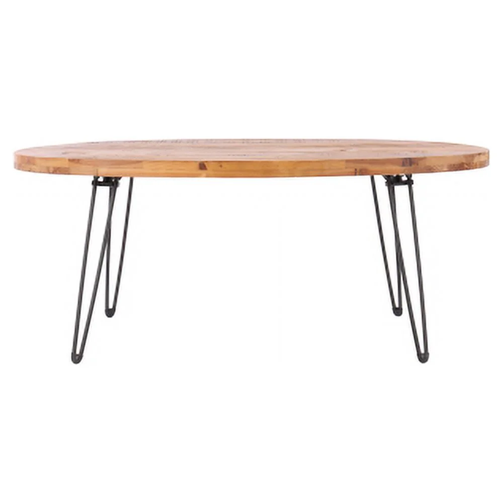 Oval Natural Reclaimed Wood Foldable Cocktail Table for Your Living Room