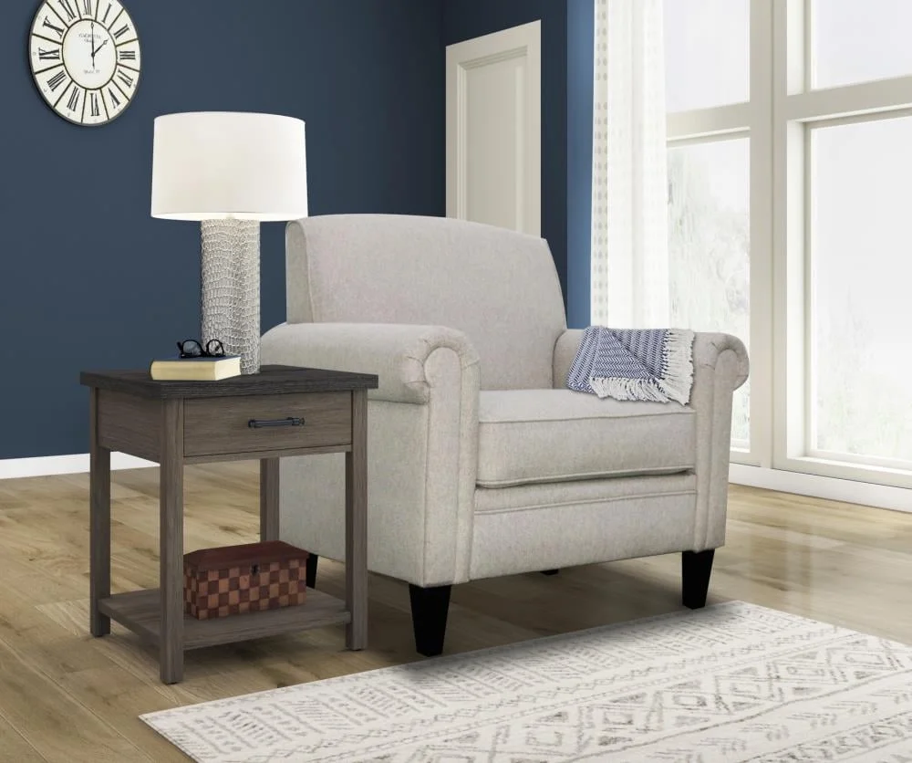 KOWO Upholstered Rolled Arm Accent Armchair gray