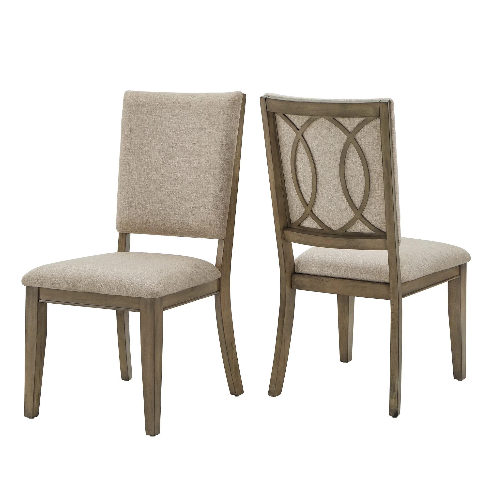 Weston Home Carter Antique Beige Fabric Dining Chairs, Set of 2