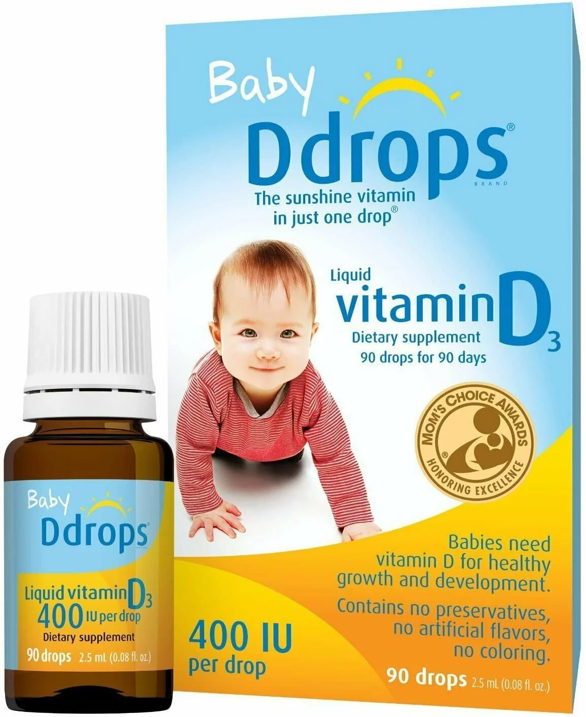 Ddrops Baby Liquid Vitamin D3 400 IU 2.50 mL (90 drops) (Pack of 4)