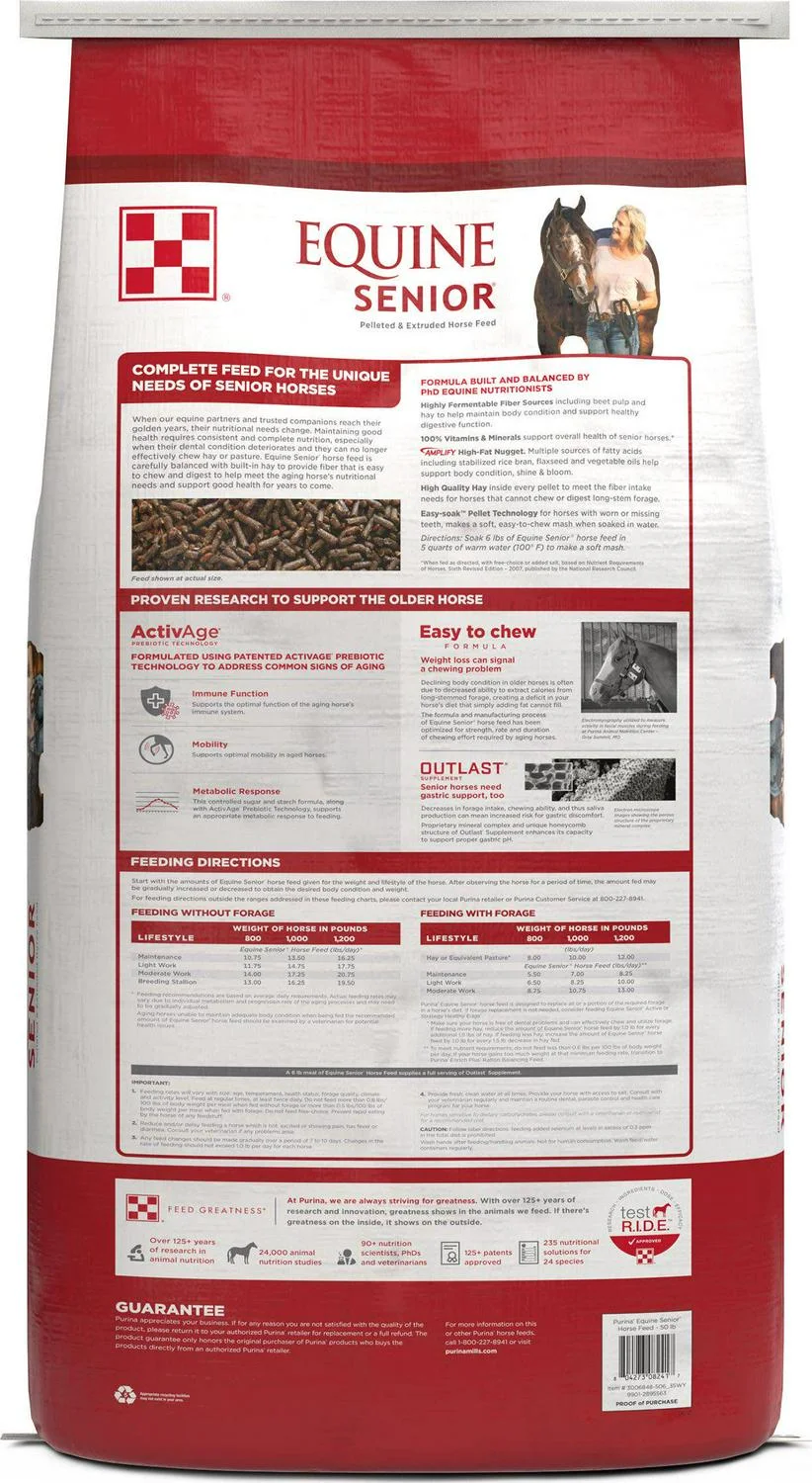 Purina Equine Senior Horse Feed, 50 lb.