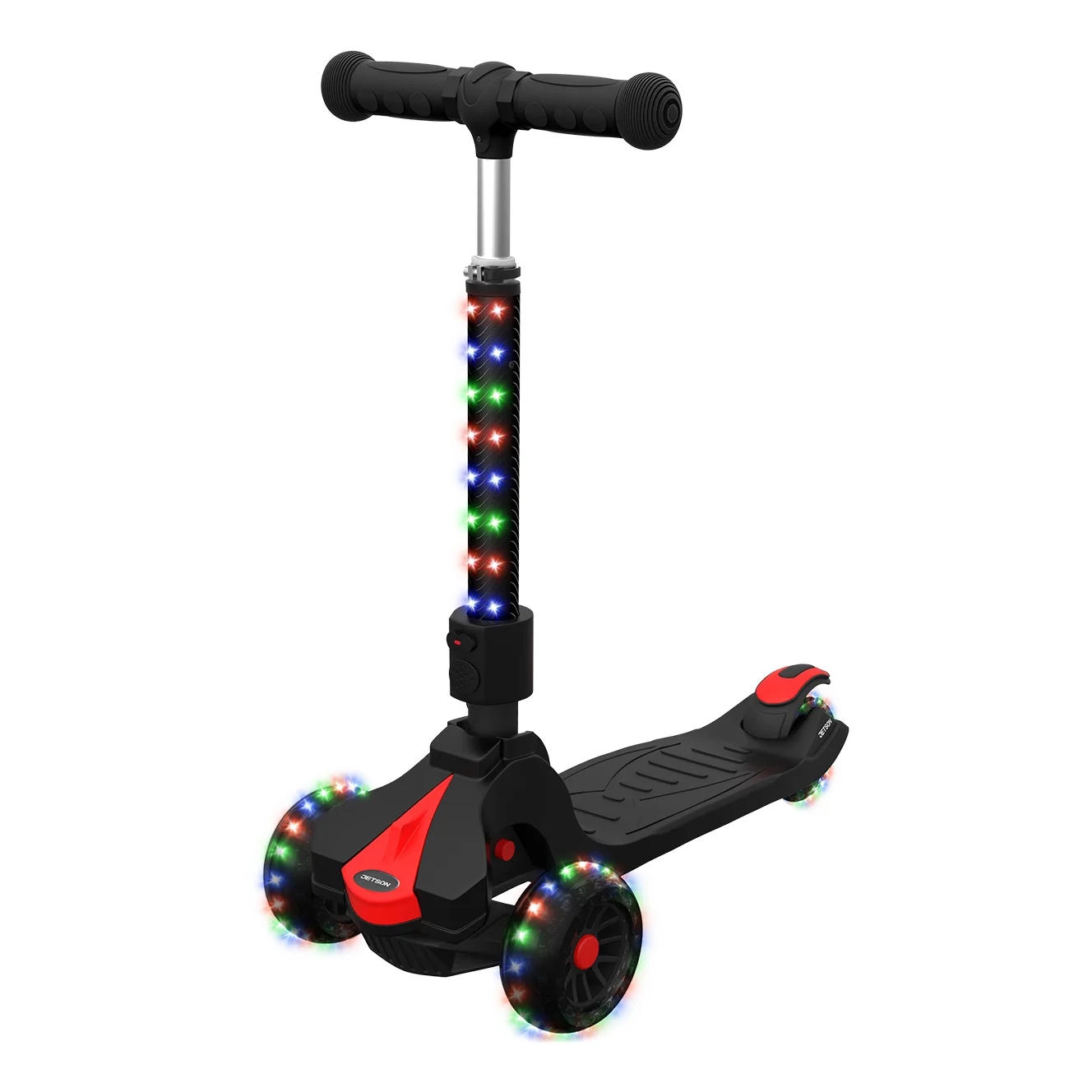 Jetson Saturn Compact Folding 3 Wheel Kid's Light Up Riding Kick Scooter, Black