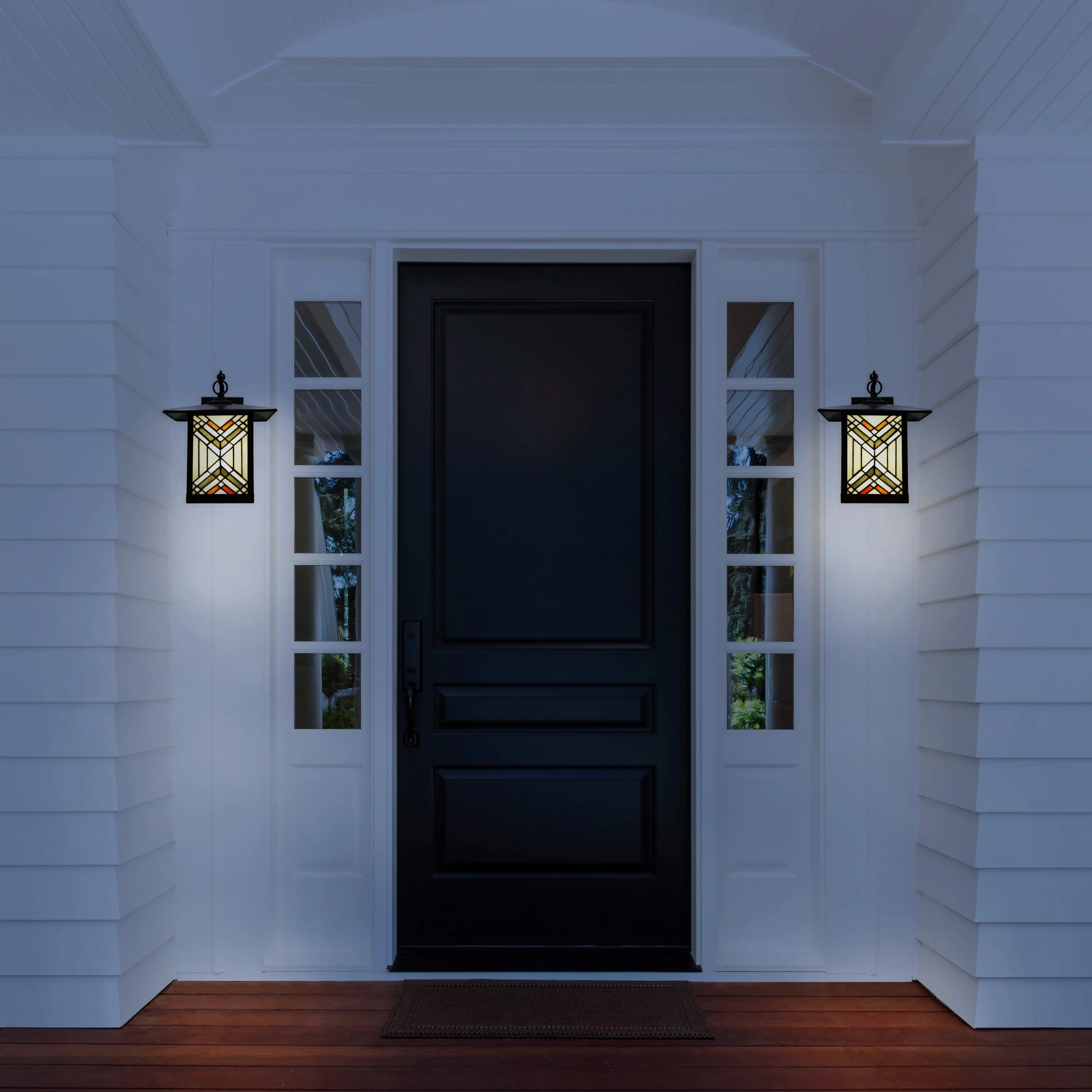 River of Goods Mission Hill 1-Light Bronze Outdoor Mission Stained Glass Wall Sconce