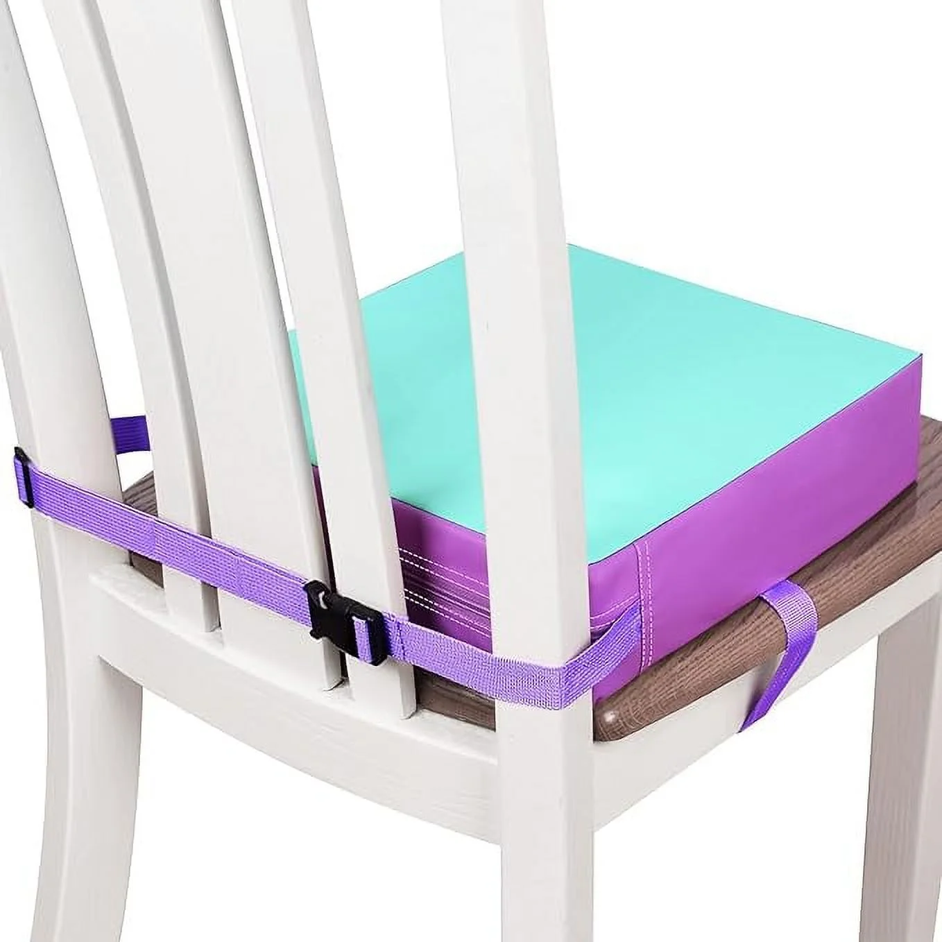 Toddler Booster Seat for Dining Table, Double Straps Washable Portable Booster Seat Dining Table, Increasing Cushion for Baby Kids (Purple)
