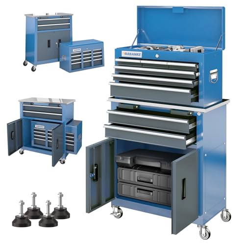 8-Drawer Rolling Tool Chest,Tool Chest with 360° Brake Wheels and Padded Feet,Tool Cabinet with Locking System and Drawer Liners,Ideal Design for Garage and Workshop