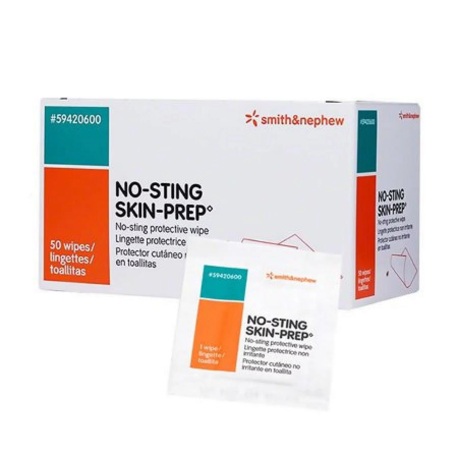 No-Sting Skin-Prep Protective Wipes, 75 to 100% Strength, 2.75 Inches x 1-1/8 Inch, 1 mL, Sterile, 50 Count