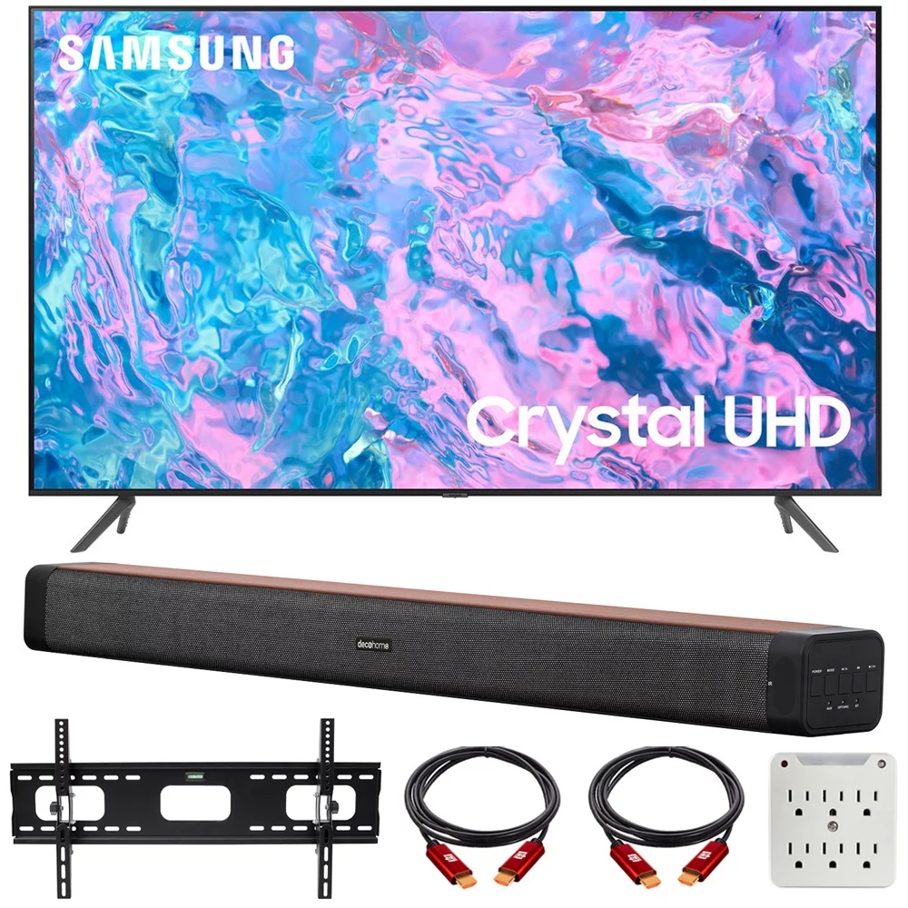 Samsung UN70CU7000 70 inch Crystal UHD 4K Smart TV Bundle with Deco Gear 60W 2.0 Channel Soundbar, 37