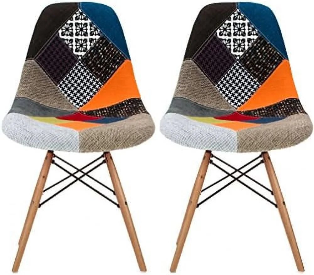 KHBIULIFE Set of 2 Clear Mid Century Modern Contemporary Vintage Molded Shell Designer Side Plastic Eiffel Chairs Wood Legs for Dining Room Living Conference DSW Desk Kitchen Comfortable