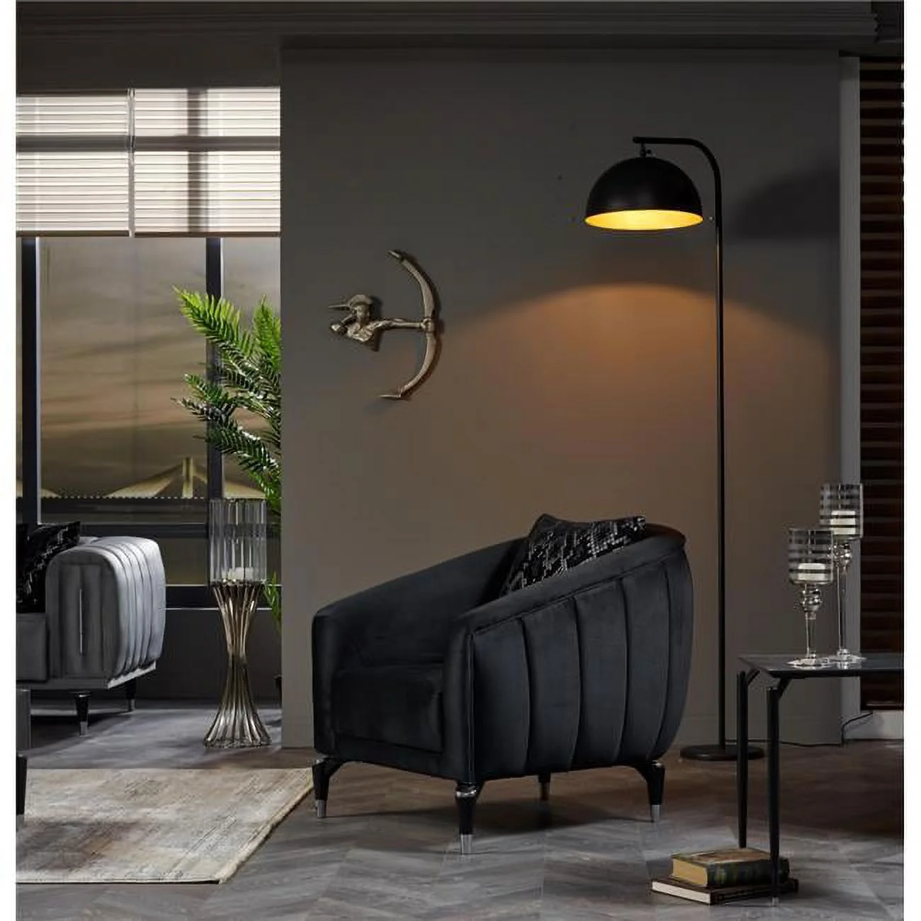 Furnia MD-10ER-KEO-MAXBLC-B 33 x 33 x 38 in. Keops Living Room Armchair, Black