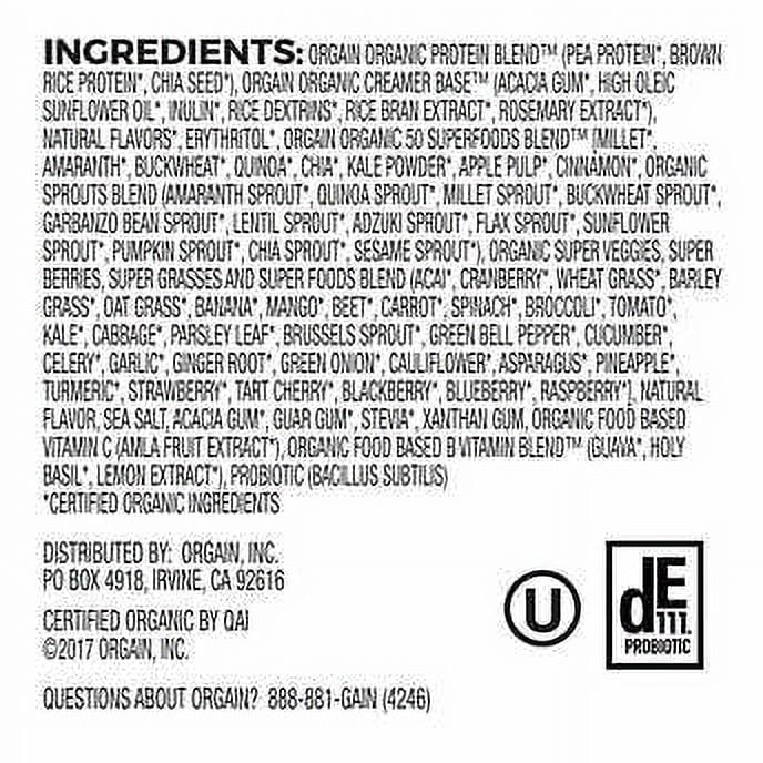 Orgain USDA Organic Plant Protein and Superfoods Powder, 2.70-pounds