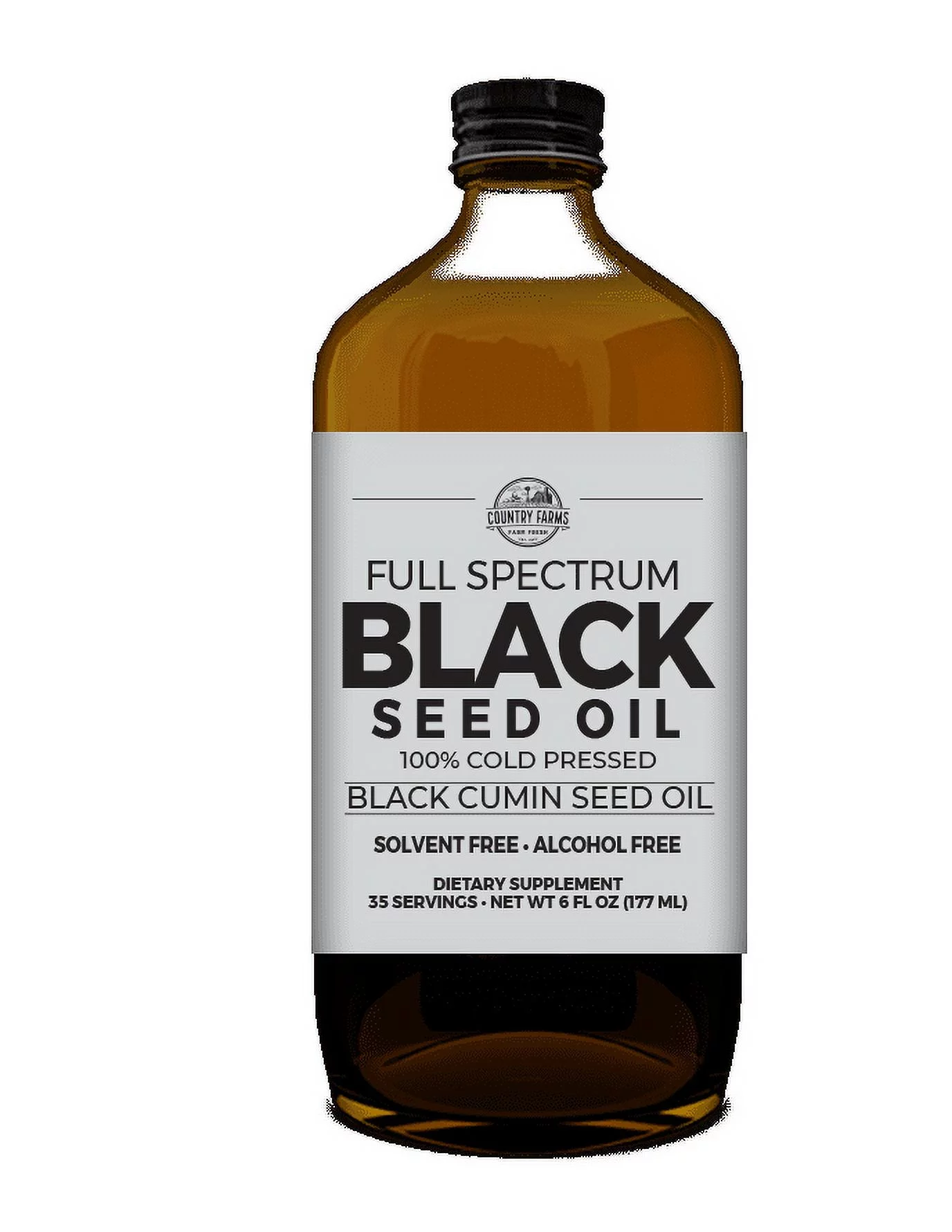 Country Farms Black Seed Oil Dietary Supplement, Black Cumin Seed Oil, Full Spectrum, Cold Pressed, 6 fl. oz., 35 Servings