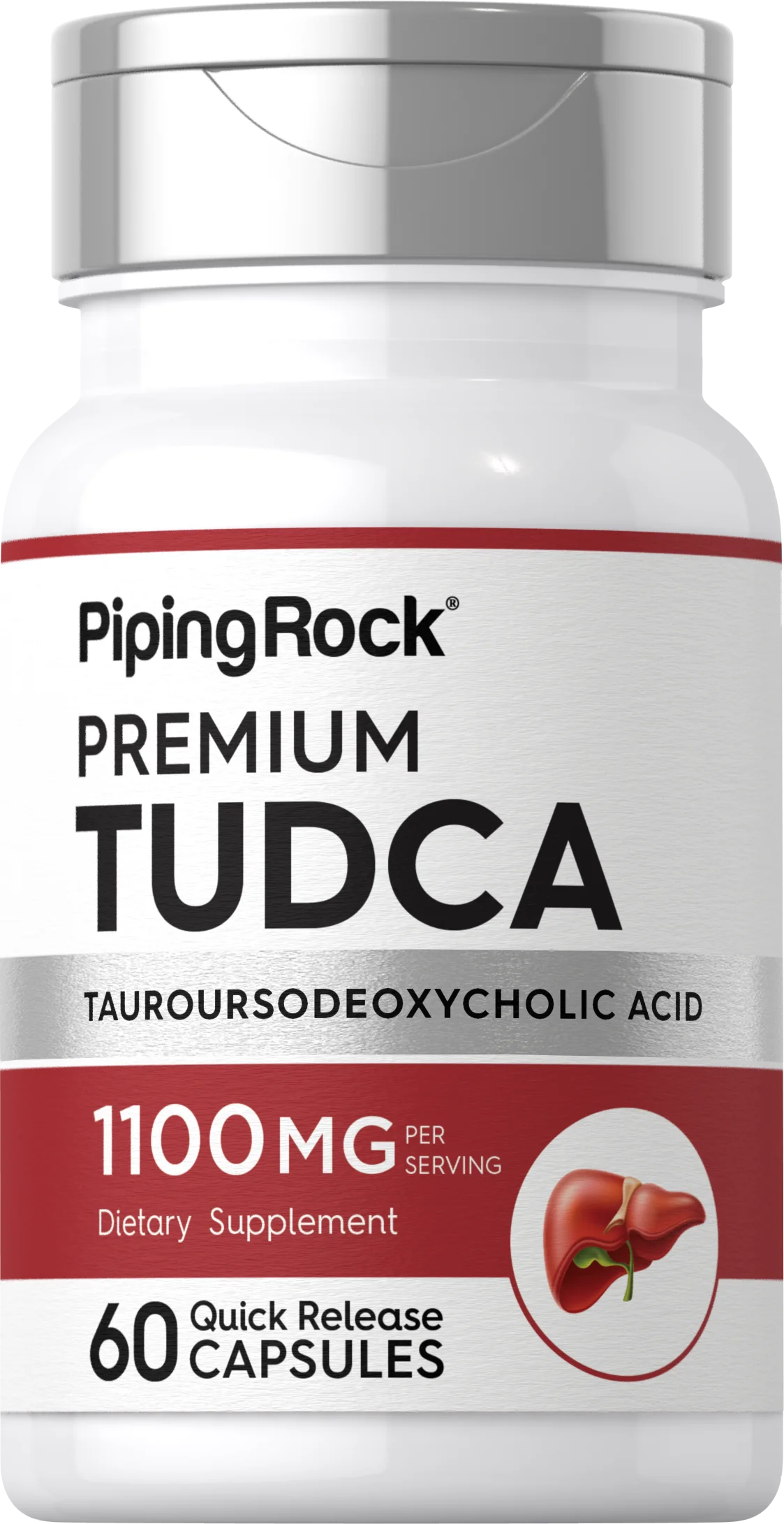 Tudca Supplement 1100mg | 60 Capsules | Non-GMO, Gluten Free | By Piping Rock