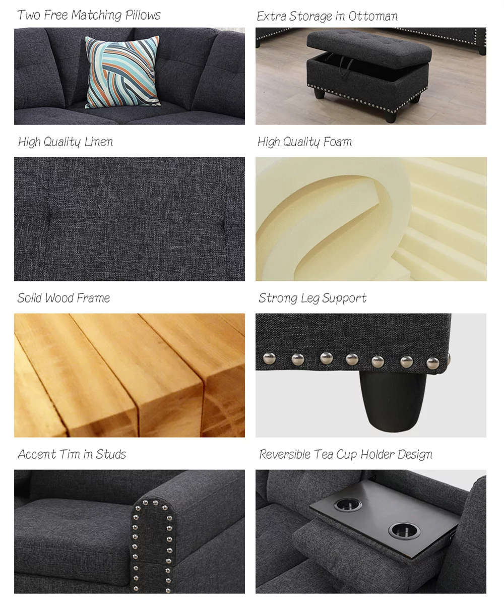 PonLiving Furniture Mulrey Sleeper Sectional with Storage Ottoman, Right & Left Hand Facing Mulrey Sleeper Sectional with Storage Ottoman, Right & Left Hand Facing