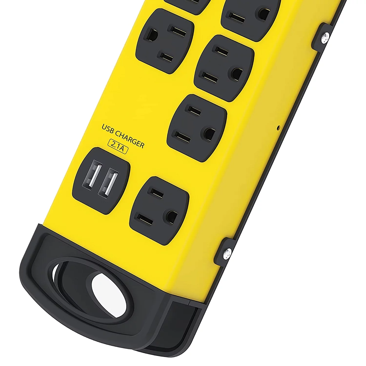 Digital Energy DEE1-1130 8-Outlet Metal Surge Protector Power Strip with 2 USB Ports (Yellow/Black, 6-Foot Cord)