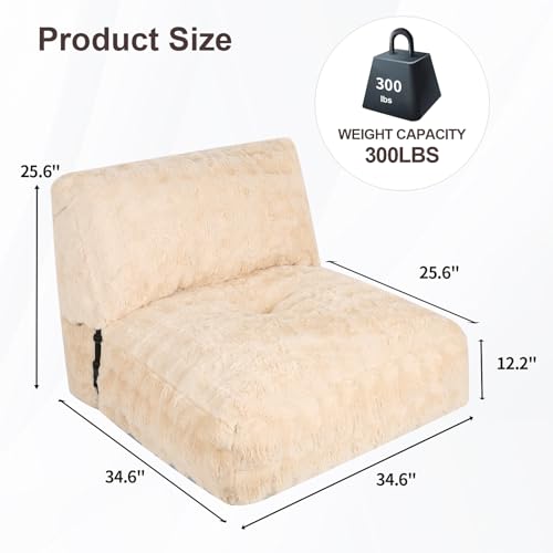 Comfy Lazy Floor Sofa, Bean Bag Chair for Adults, Fluffy Bubble Soft Futon Couch for Reading, Gaming, Relaxing, Brown