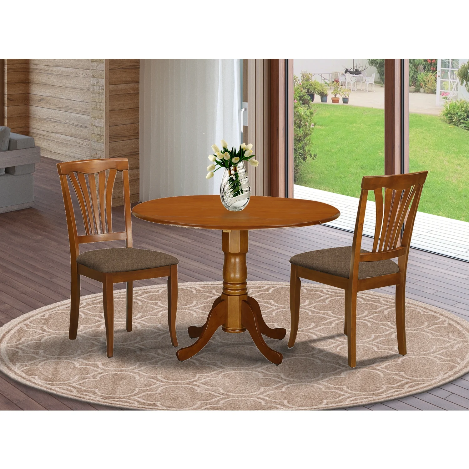 HomeStock Global Glam Table Set-Dining Table And 2 HomeStock Chairs