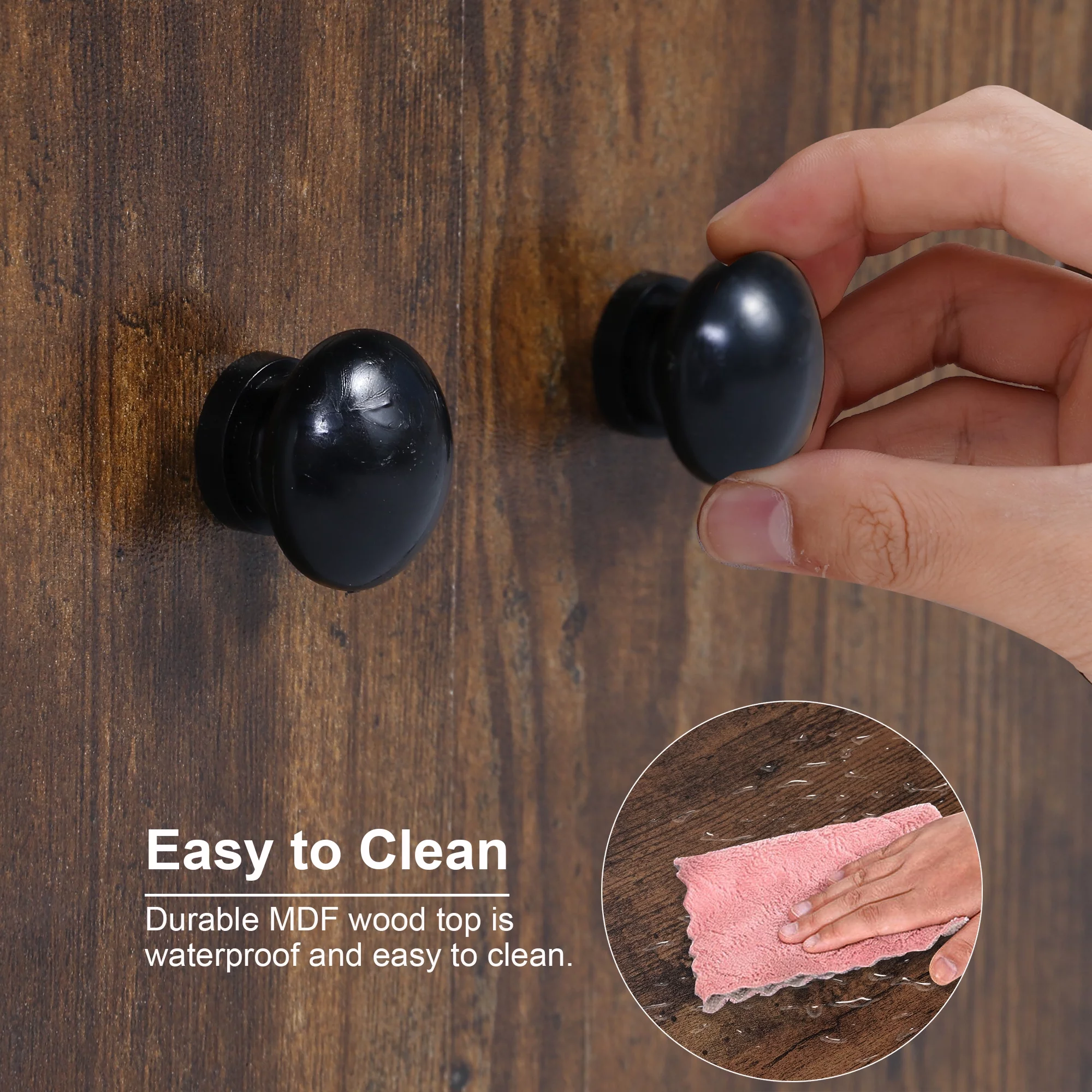 NAIYUFA 5-Tier Kitchen Bakers Rack,Microwave Oven Stand Wood Brown Shelf with Cabinet