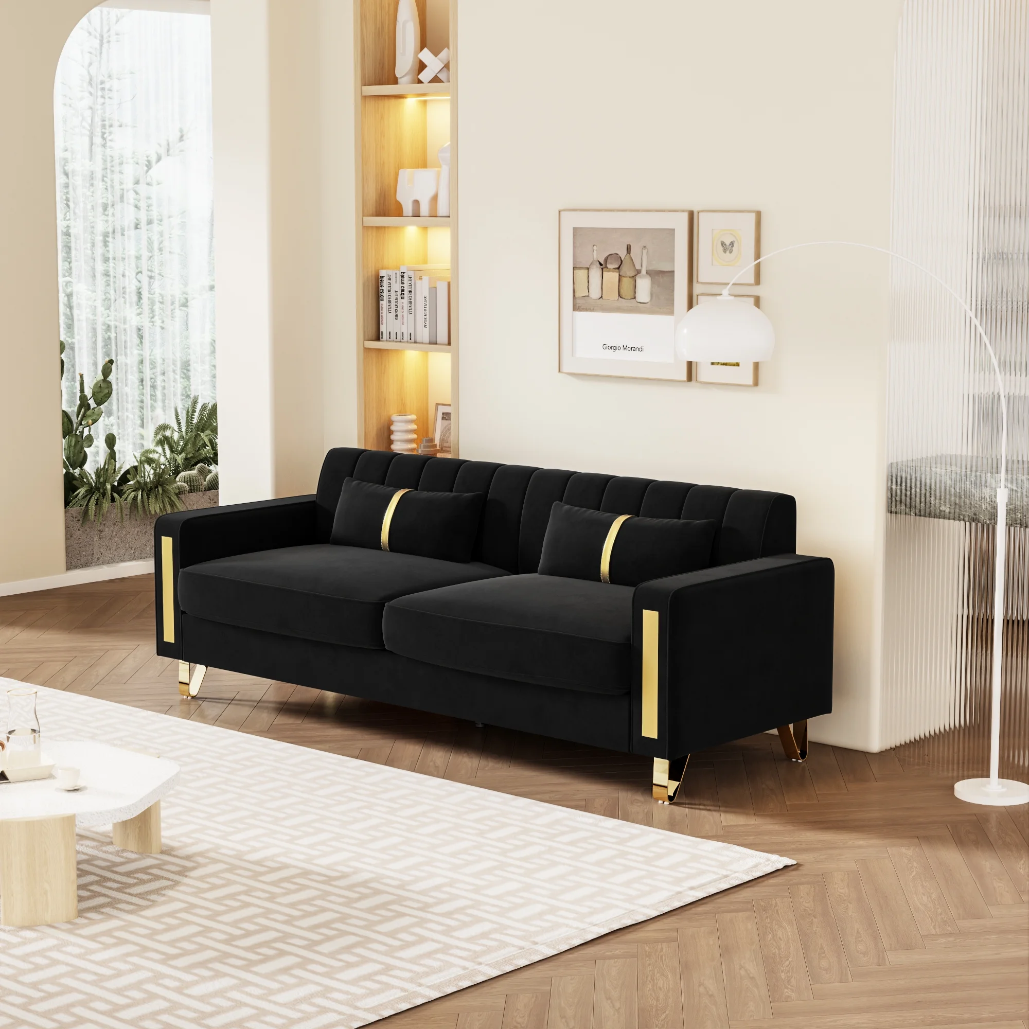 Modern Velvet Sofa Couch, 86