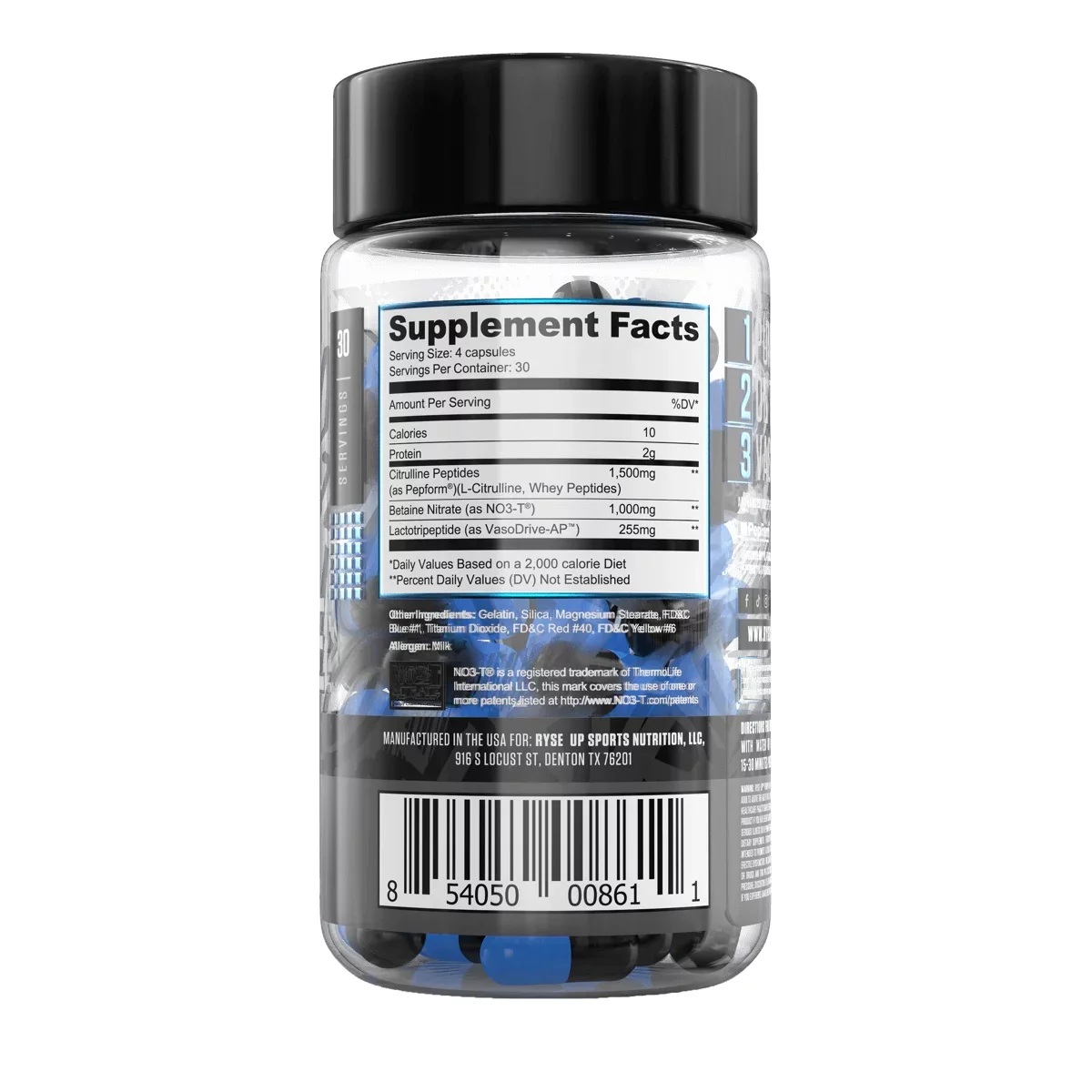 RYSE Supplements Project: Blackout Pump Cap Max, 30 Servings, 120 Capsules, Unflavored, Pre Workout