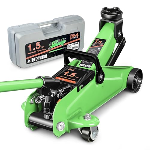 PM PERFORMOTOR Low Profile Hydraulic Trolley Service/Floor Jack, 1.5 Ton (3000 lbs) Capacity, Lifting Range 5.3