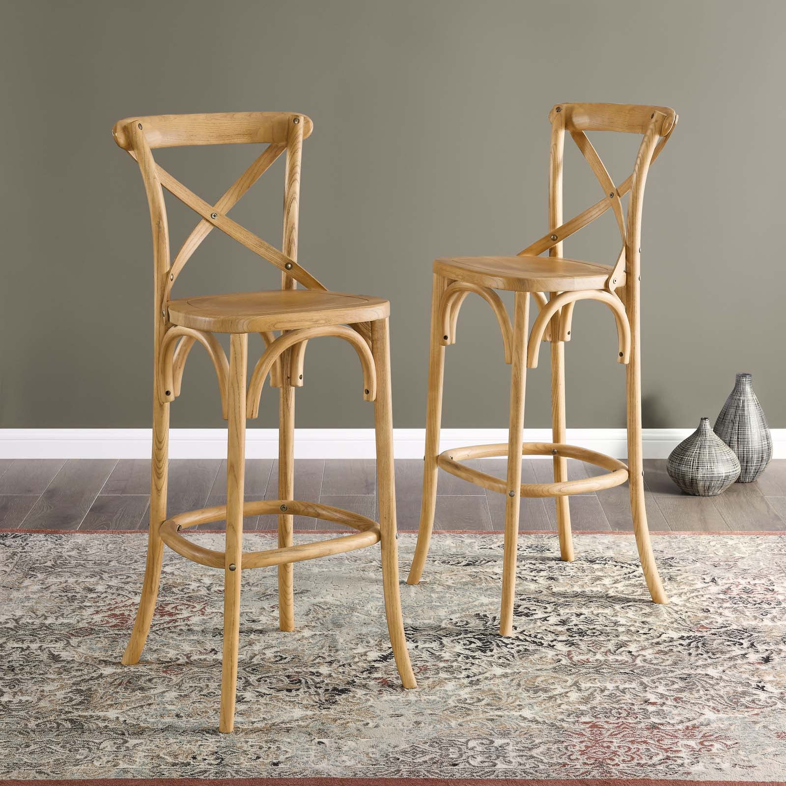 Modway Gear Bar Stool in Natural