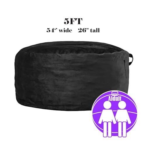 Codi Bean Bag Chair with Filler Included, 4 FT - Comfy Large Beanbag Chairs for Adults - Machine Washable and Soft Mink Bonded Cover - Charcoal Grey, 4ft