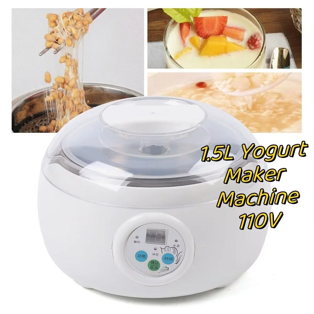 TFCFL 1.5L Cuisine Yogurt Maker, Stainless Steel Automatic Digital Yogurt Natto Machine,for Natto Rice Wine Making
