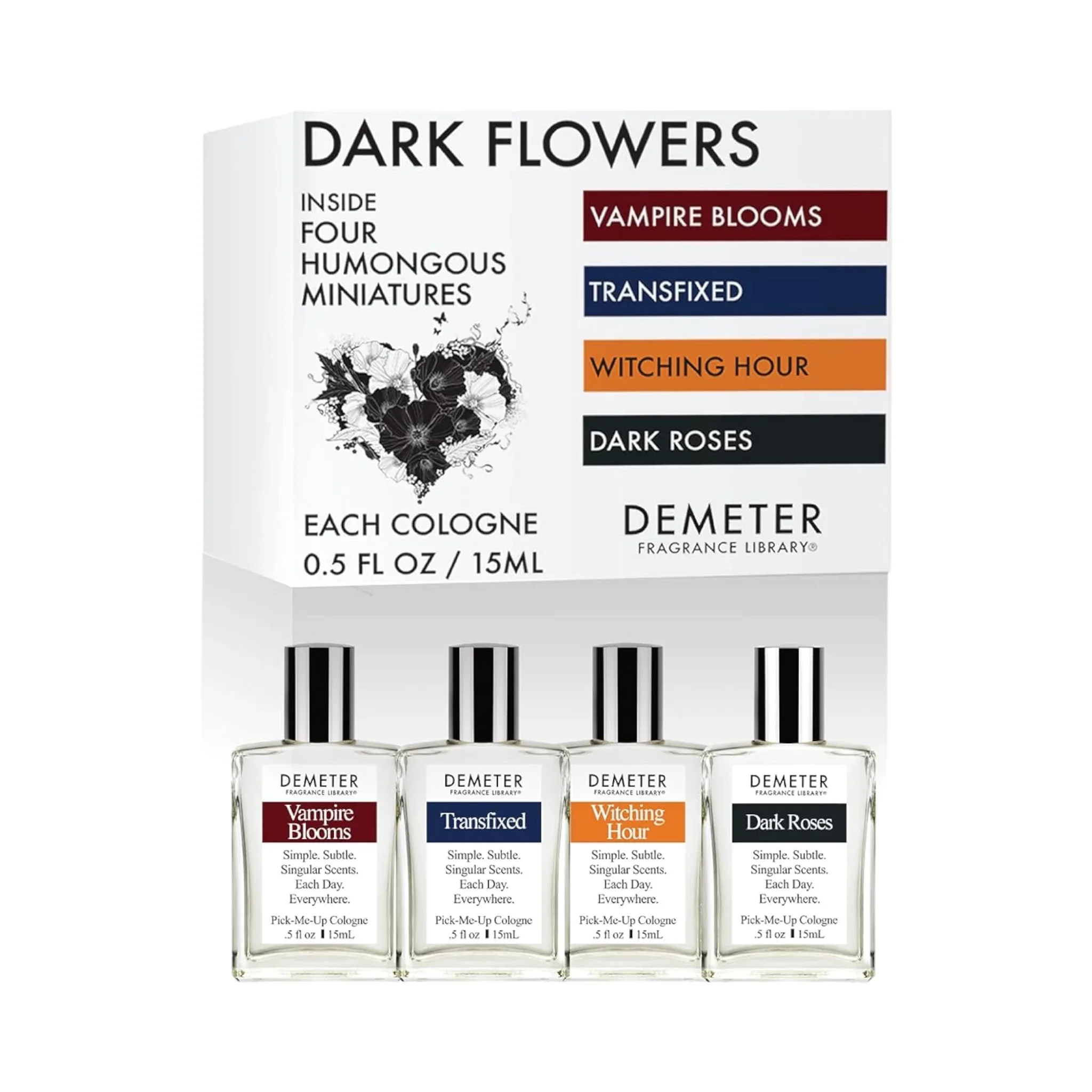 Demeter Dark Flowers Miniature Set of 4 - Perfume Sampler Set for Women