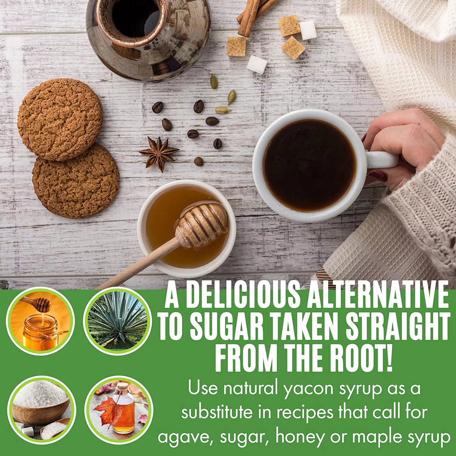 USDA Organic Yacon Syrup by Ganic Food | 12oz Natural Sweetener Rich in Prebiotics & Antioxidants | Low GI, Gluten-Free, Keto-Friendly