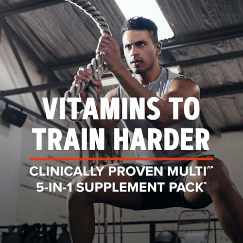 GNC AMP Men’s Extreme Training Vitapak Program, 5 Products in 1, Convenient Vitamin Pack for Performance & Endurance, Adult Multivitamin, Proven Ingredients, Caffeine, Nitric Oxide, 30 Day Supply