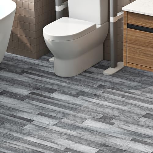Livelynine Grey Peel and Stick Floor Tile 18-Pack 6x36 Reclaimed Wood Flooring Planks Bedroom Laminate Wood Plank Flooring Waterproof Self Adhesive Vinyl Floor Tiles Kitchen Rv Linoleum Flooring