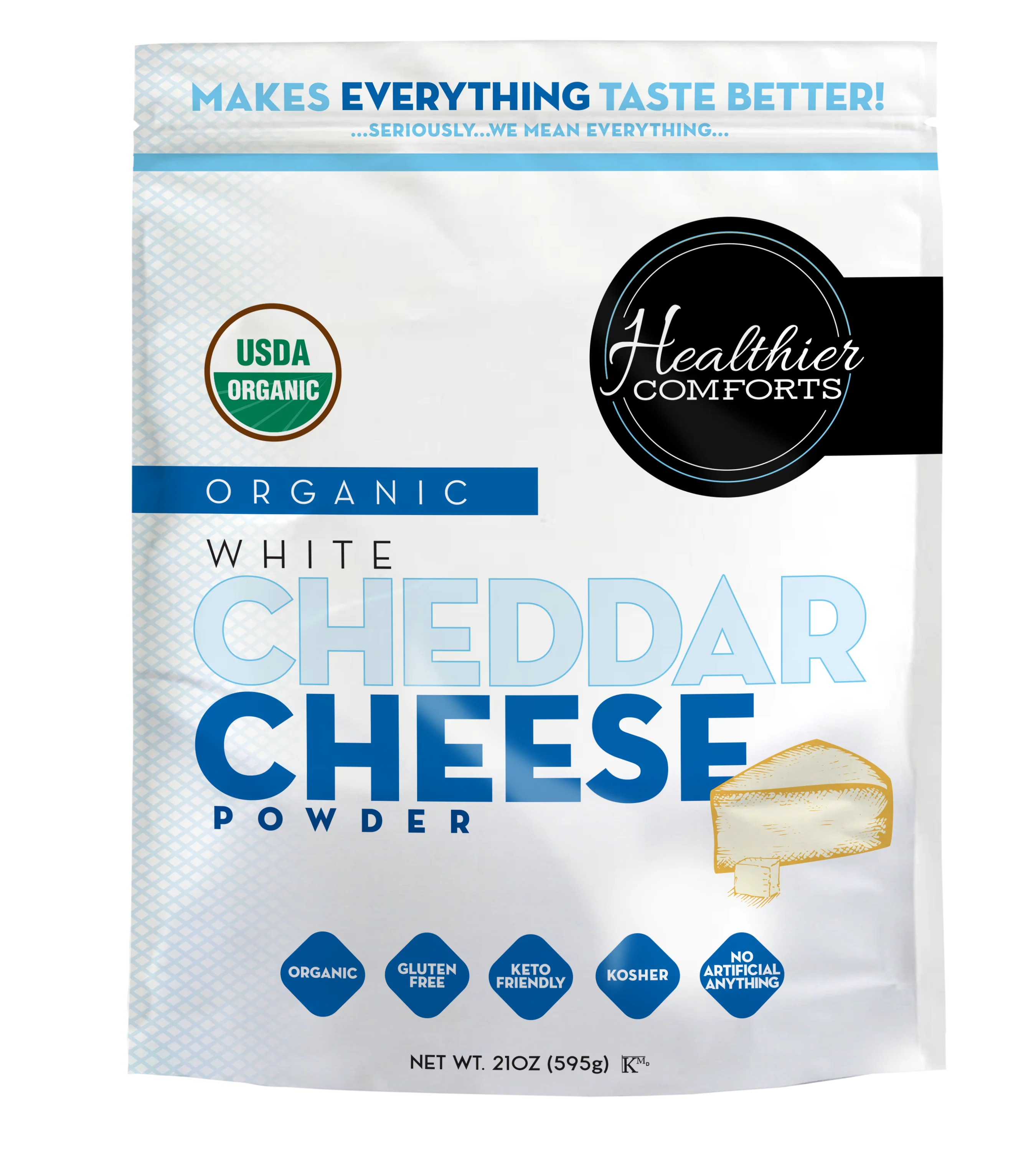 Healthier Comforts Organic White Cheddar Cheese Powder 21oz