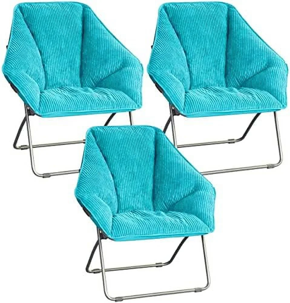 xrboomlife Limited Portable Foldable Hexagon Plush Indoor Accent Seat Folding Dish Chair  Perfect for Bedrooms  Dorm Rooms  Living Rooms  and Gaming  Teal Corduroy (Pack of 1)