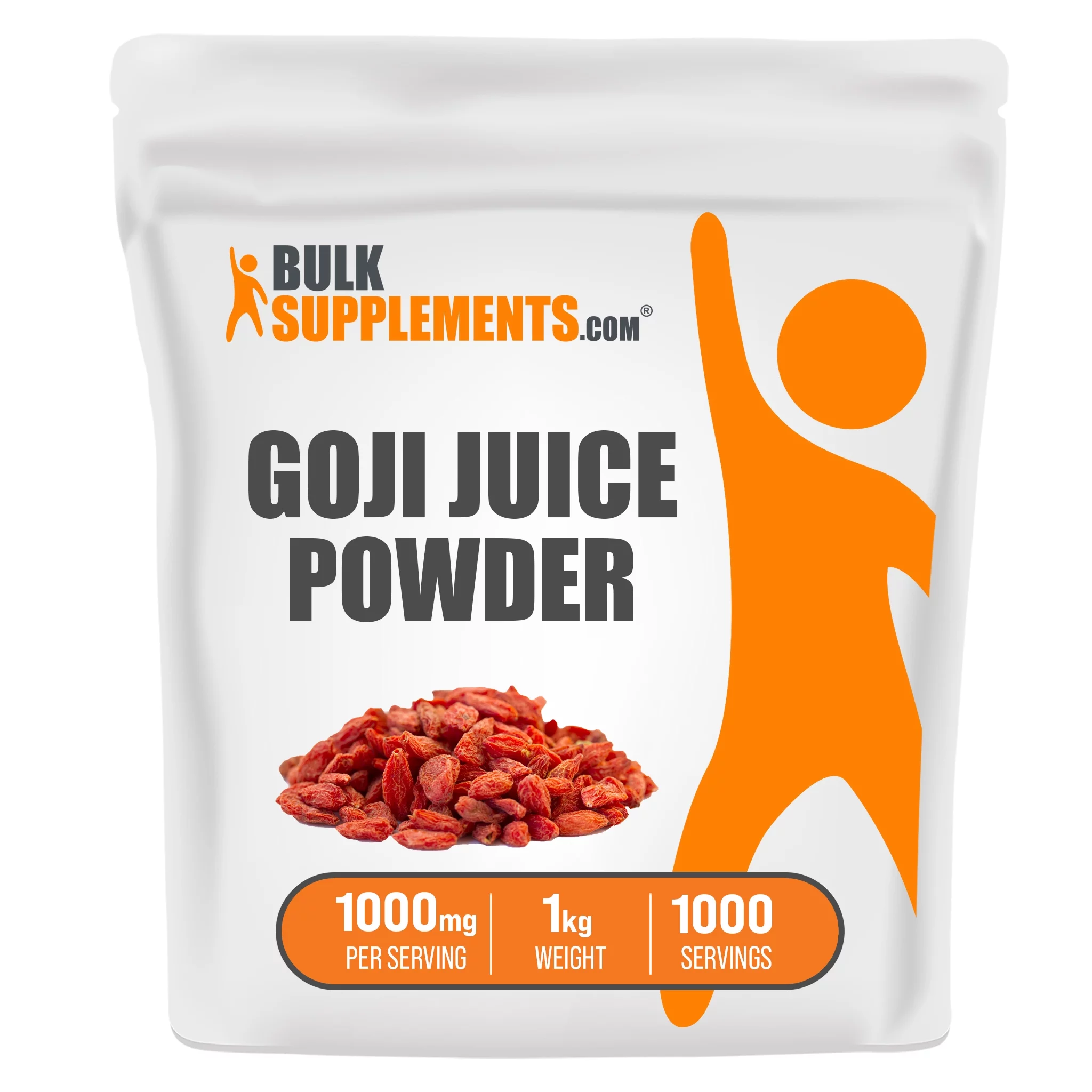 BulkSupplements.com Goji Powder, Goji Berry Powder, Lycium Chinesis Powder, Antioxidant Supplement (1 Kilogram - 2.2 lbs - 1000 Servings)