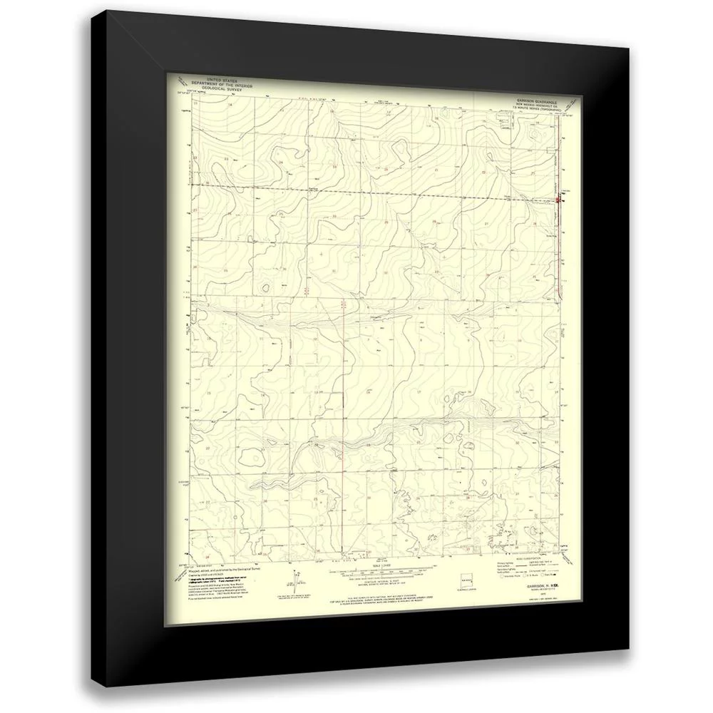 USGS 20x24 Black Modern Framed Museum Art Print Titled - Garrison New Mexico Quad - USGS 1972