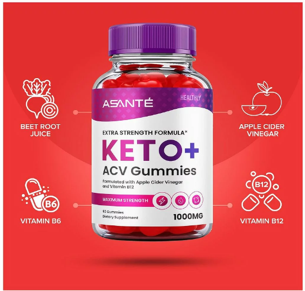 (5 Pack) Asante Keto ACV Gummies for Weight Loss Apple Cider Vinegar Vitamin B12 (300 Gummies)