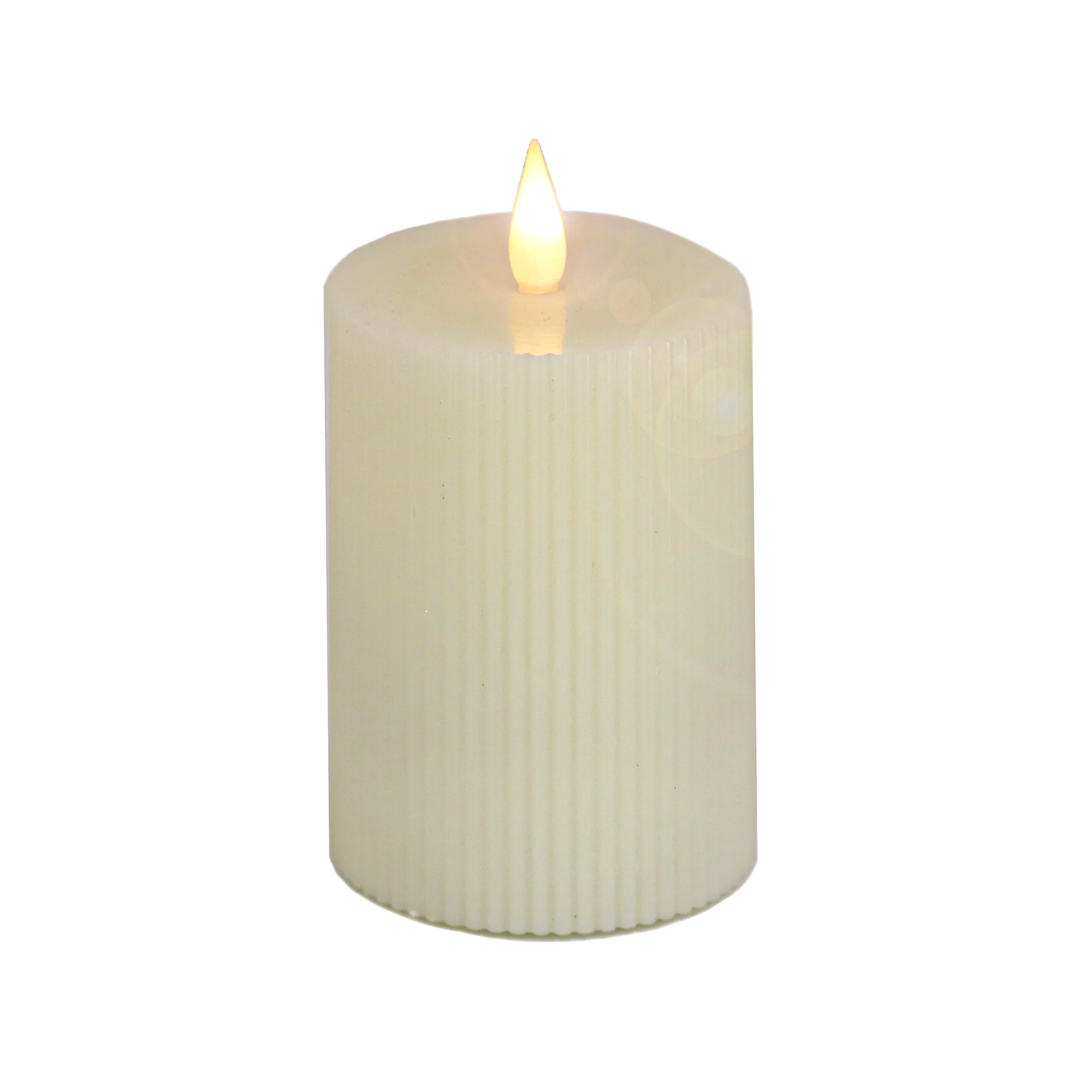 HGTV Home Collection Georgetown Real Motion Flameless Candle With Remote, Ivory with Warm White LED Lights, Battery Powered, 7 in