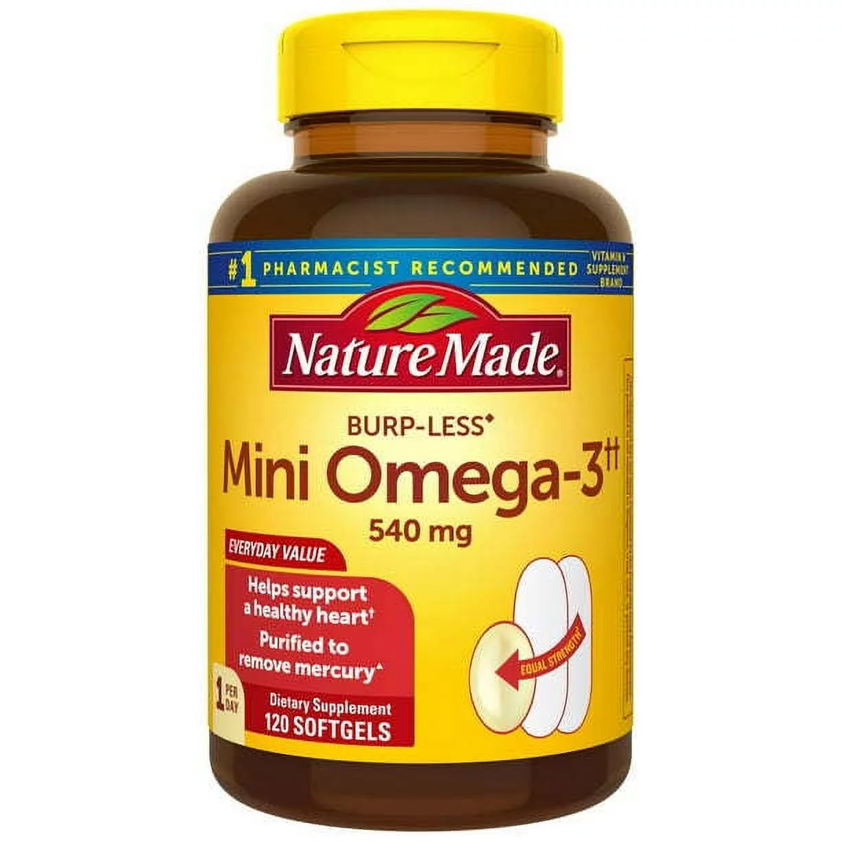 Fish Oil Burp-Less Mini 540 mg Omega-3 Supplement; 120 Count
